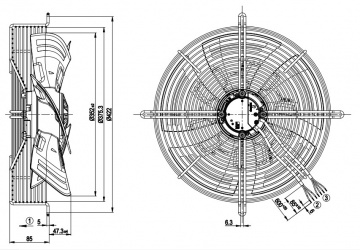 Ventilator axial EBM-Papst S3G350-AN01-32 (350 mm)
